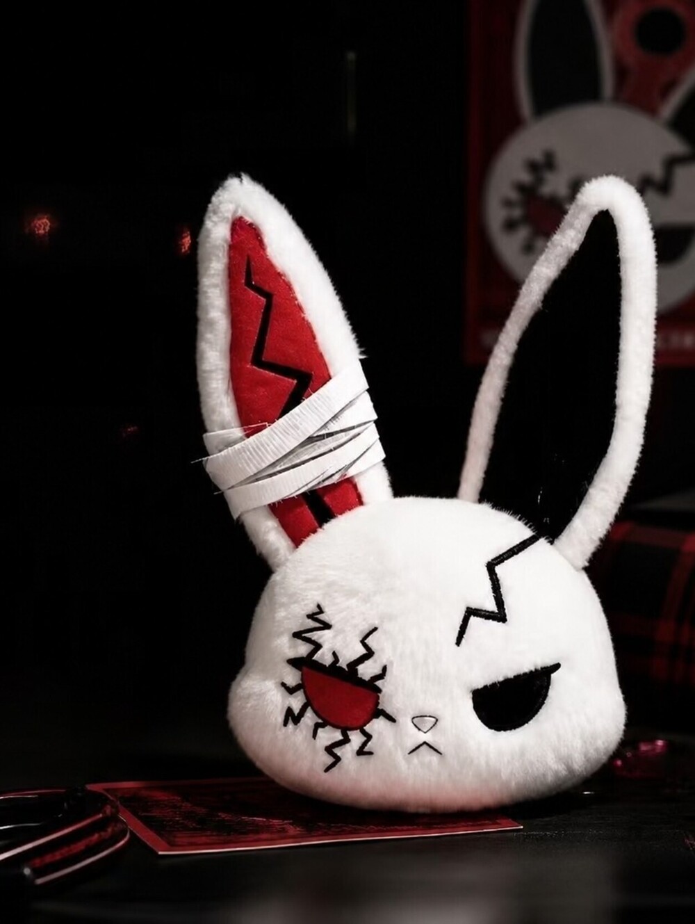 The Unbranded Brand White Angry Bunny Fur Charm with Red Eye - New Without Tags